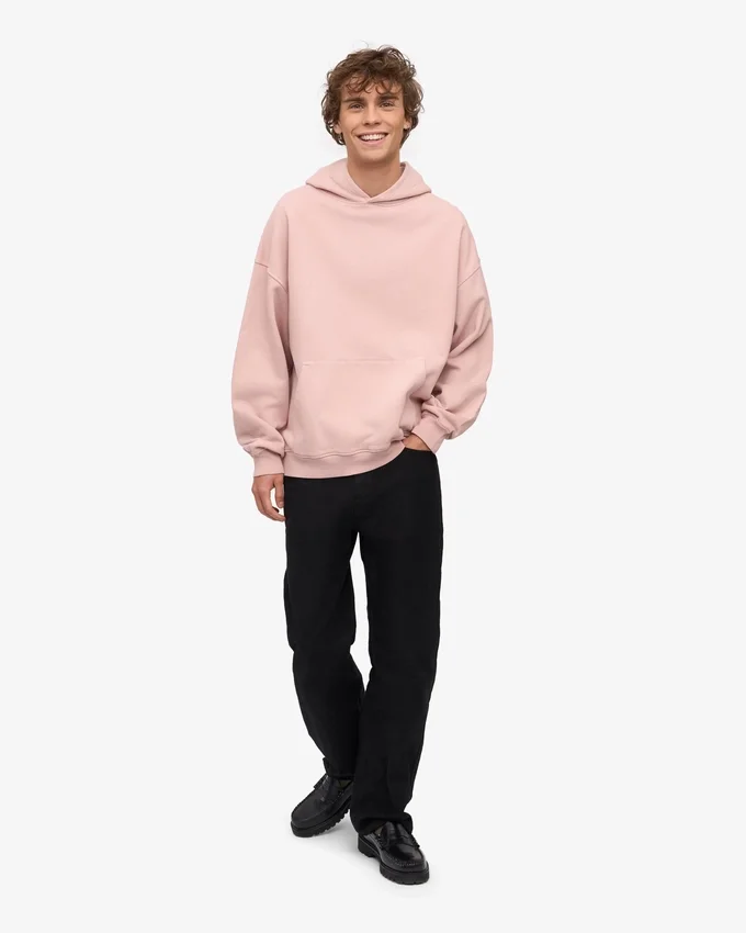 Sudadera con capucha orgánica de talle grande - Rosa descolorido