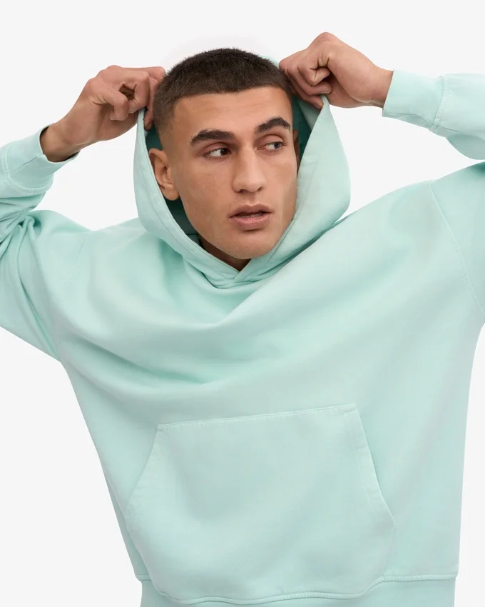 Sudadera con capucha orgánica extragrande - Azul aguamarina claro