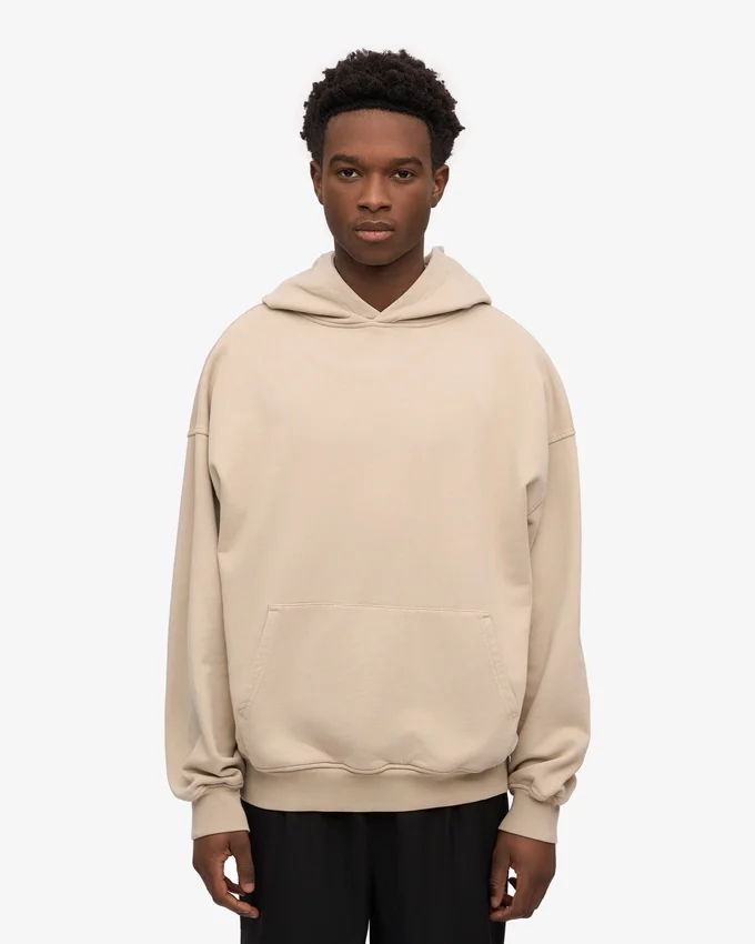 Sudadera con capucha orgánica extragrande - Gris ostra