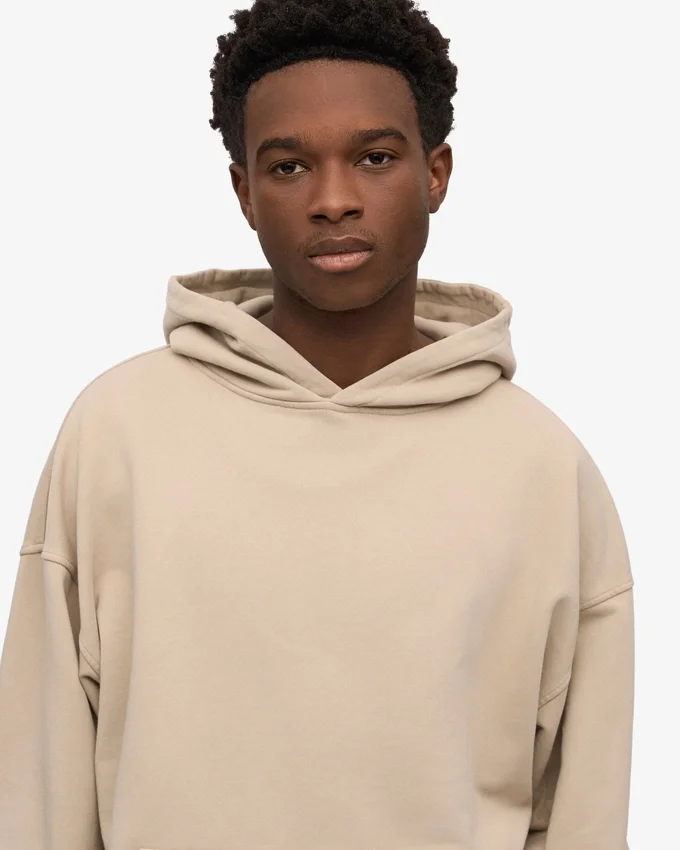 Sudadera con capucha orgánica extragrande - Gris ostra