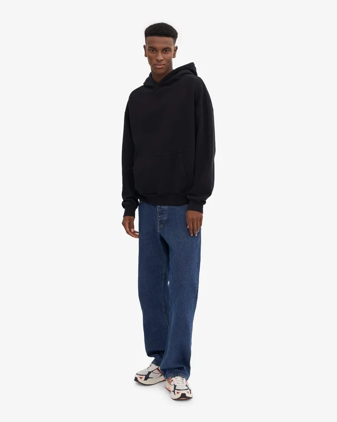 Sudadera con capucha orgánica extragrande - Negro intenso