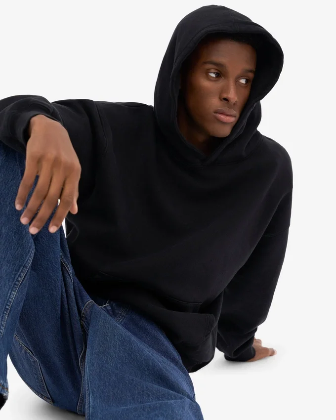 Sudadera con capucha orgánica extragrande - Negro intenso