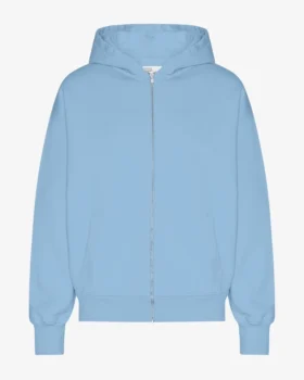 Sudadera con capucha orgánica oversize con cremallera - Azul mar