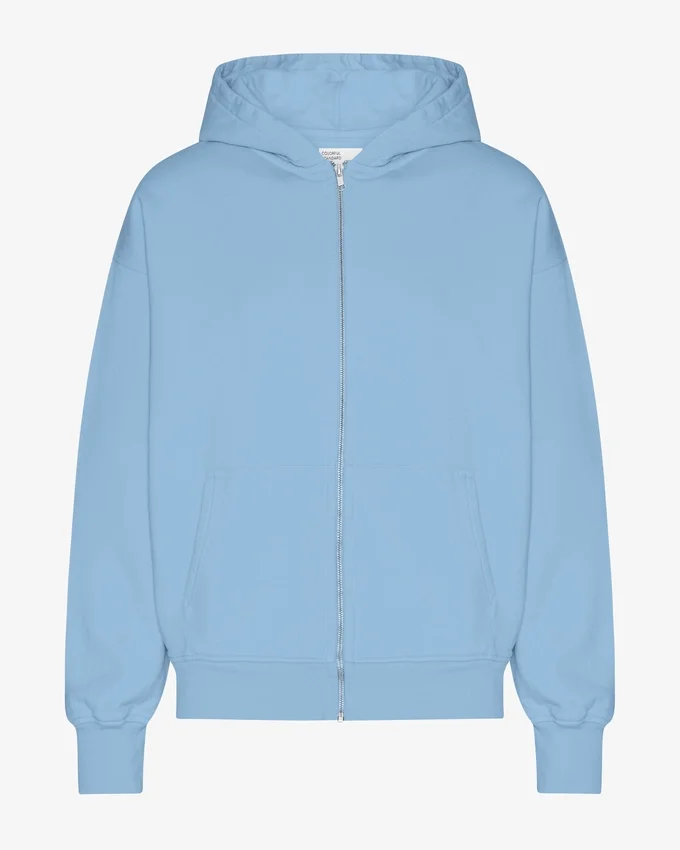 Sudadera con capucha orgánica oversize con cremallera - Azul mar