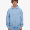 Sudadera con capucha orgánica oversize con cremallera - Azul mar