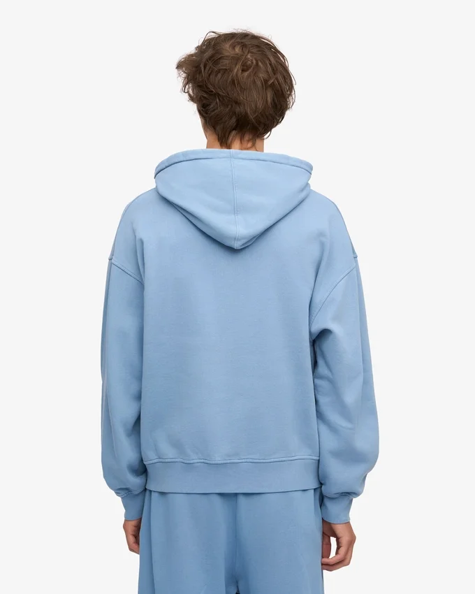 Sudadera con capucha orgánica oversize con cremallera - Azul mar
