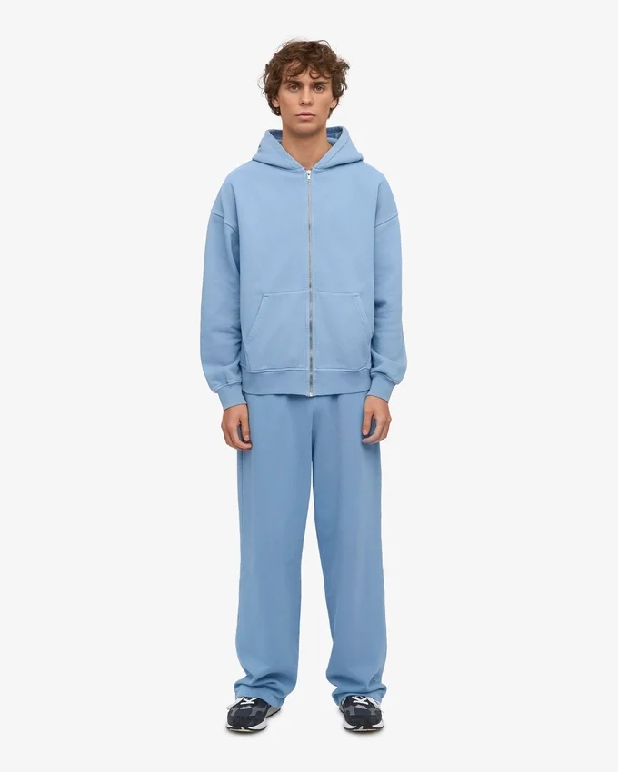 Sudadera con capucha orgánica oversize con cremallera - Azul mar