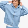 Sudadera con capucha orgánica oversize con cremallera - Azul mar