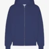 Sudadera con capucha orgánica oversize con cremallera - Azul marino
