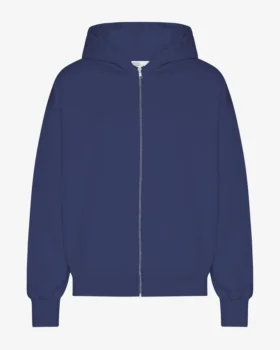 Sudadera con capucha orgánica oversize con cremallera - Azul marino