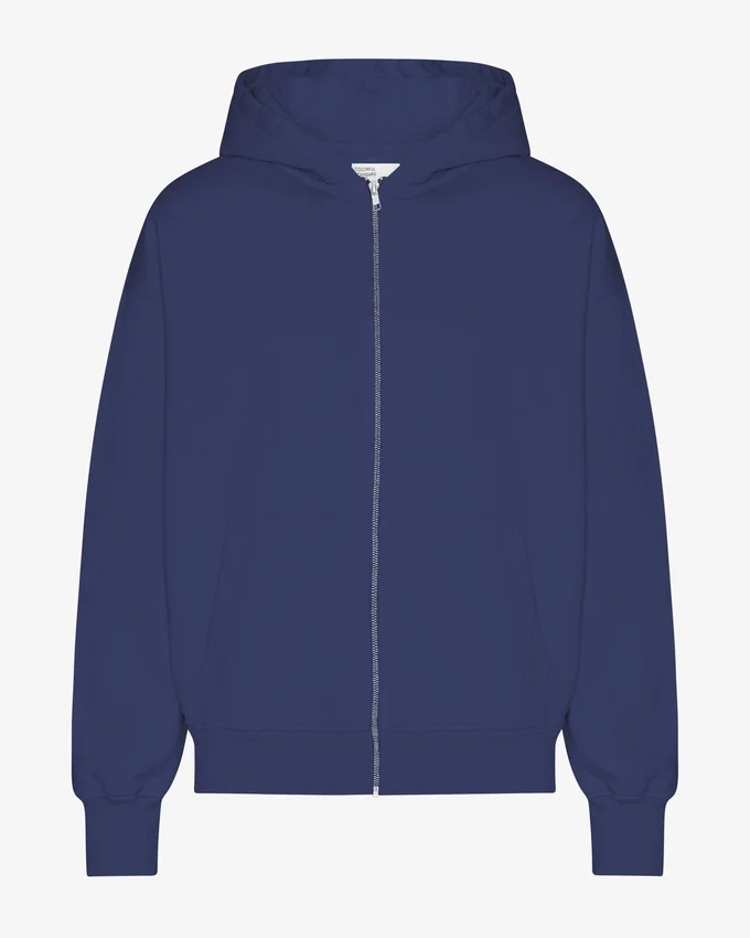 Sudadera con capucha orgánica oversize con cremallera - Azul marino