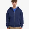 Sudadera con capucha orgánica oversize con cremallera - Azul marino