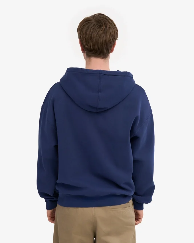 Sudadera con capucha orgánica oversize con cremallera - Azul marino