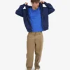 Sudadera con capucha orgánica oversize con cremallera - Azul marino