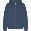 Sudadera con capucha orgánica oversize con cremallera - Azul petróleo