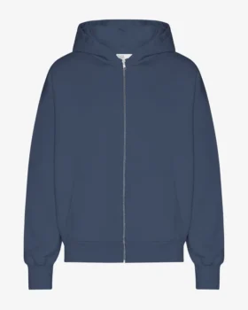 Sudadera con capucha orgánica oversize con cremallera - Azul petróleo