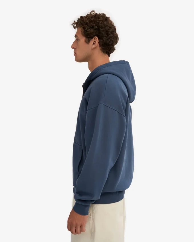 Sudadera con capucha orgánica oversize con cremallera - Azul petróleo
