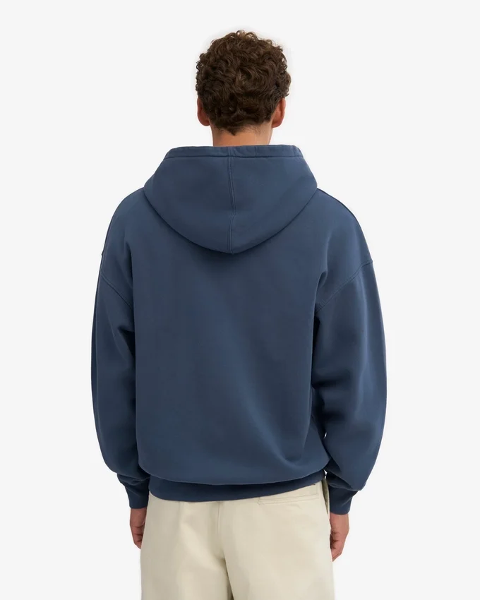 Sudadera con capucha orgánica oversize con cremallera - Azul petróleo