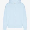 Sudadera con capucha orgánica oversize con cremallera - Azul polar