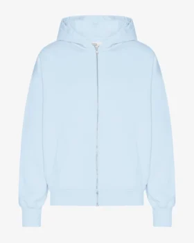 Sudadera con capucha orgánica oversize con cremallera - Azul polar