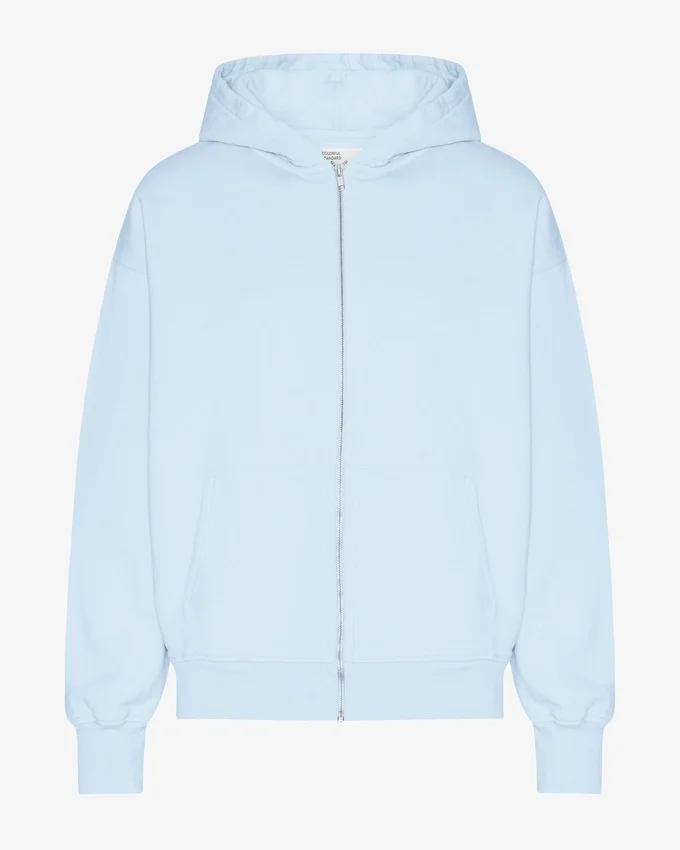Sudadera con capucha orgánica oversize con cremallera - Azul polar