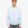 Sudadera con capucha orgánica oversize con cremallera - Azul polar