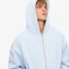 Sudadera con capucha orgánica oversize con cremallera - Azul polar