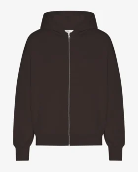 Sudadera con capucha orgánica oversize con cremallera - Marrón café