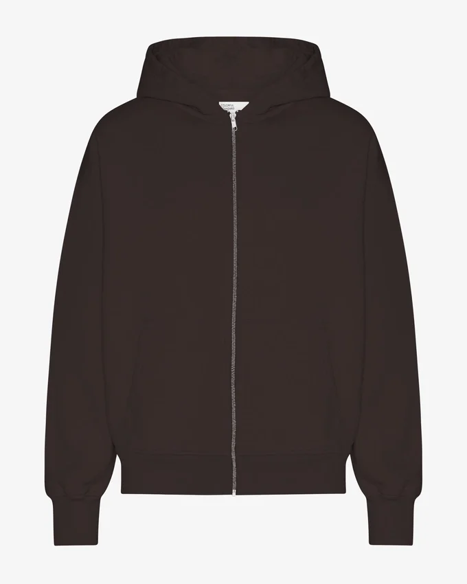Sudadera con capucha orgánica oversize con cremallera - Marrón café