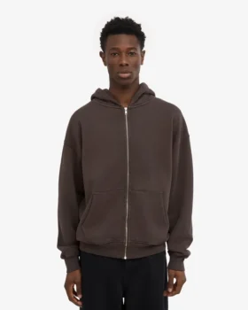 Sudadera con capucha orgánica oversize con cremallera – Marrón café