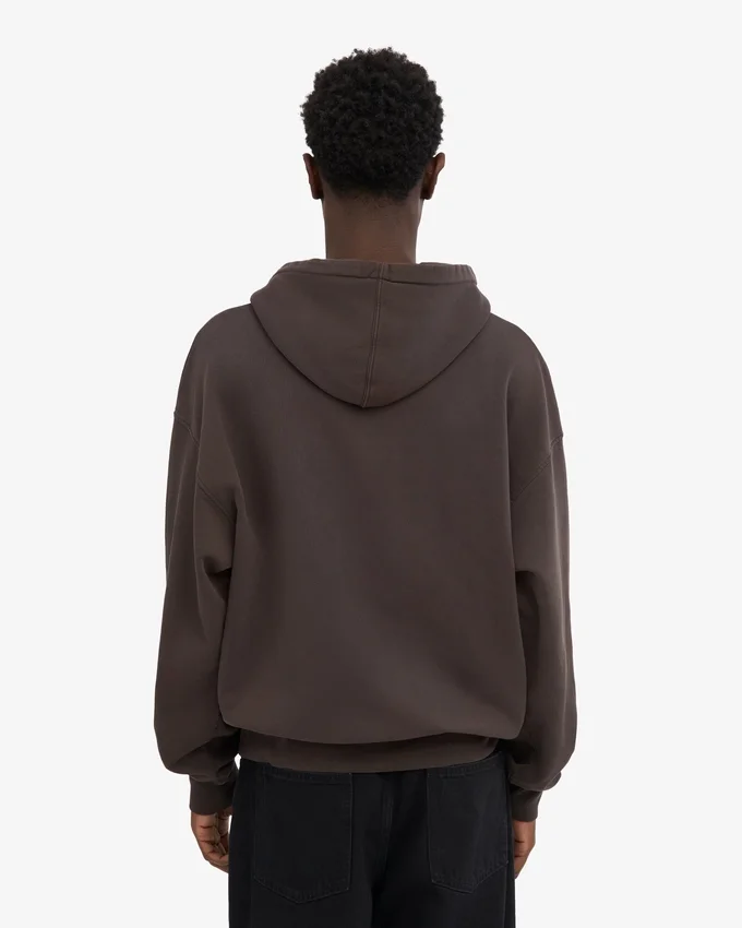 Sudadera con capucha orgánica oversize con cremallera - Marrón café