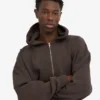 Sudadera con capucha orgánica oversize con cremallera - Marrón café