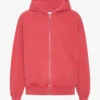Sudadera con capucha orgánica oversize con cremallera - Rojo deslavado