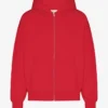Sudadera con capucha orgánica oversize con cremallera - Rojo escarlata