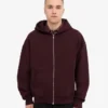 Sudadera con capucha orgánica oversize con cremallera - Rojo sangre de buey