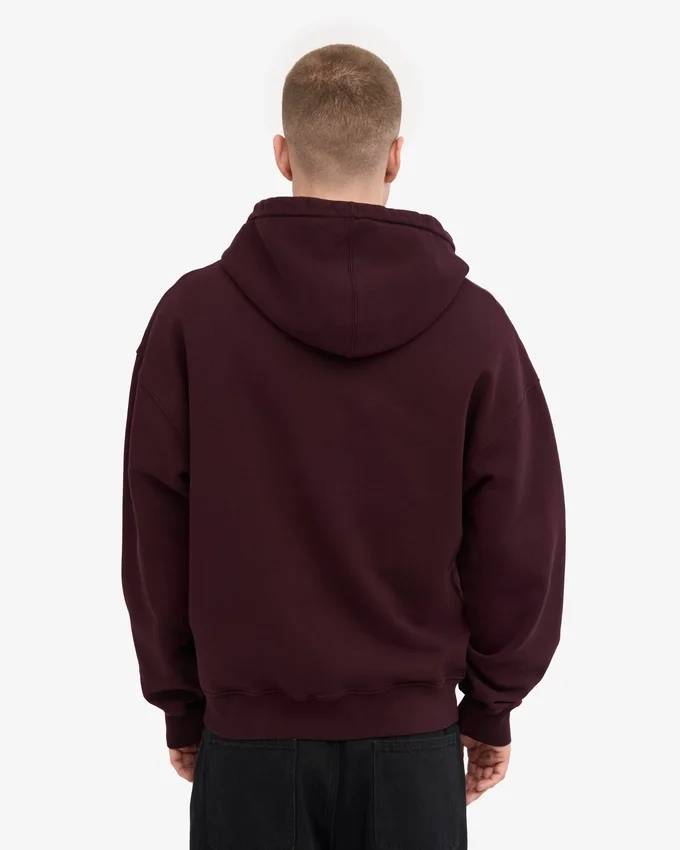 Sudadera con capucha orgánica oversize con cremallera - Rojo sangre de buey