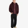 Sudadera con capucha orgánica oversize con cremallera - Rojo sangre de buey