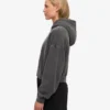 Sudadera con capucha y cremallera corta orgánica - Negro descolorido