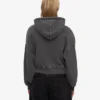 Sudadera con capucha y cremallera corta orgánica - Negro descolorido