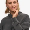 Sudadera con capucha y cremallera corta orgánica - Negro descolorido