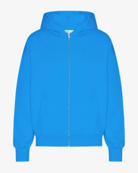 Sudadera con capucha y cremallera de corte oversize orgánica - Azul Pacífico