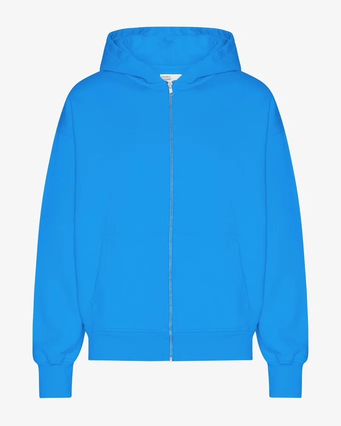 Sudadera con capucha y cremallera de corte oversize orgánica - Azul Pacífico