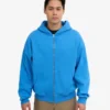 Sudadera con capucha y cremallera de corte oversize orgánica - Azul Pacífico