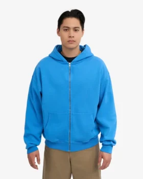 Sudadera con capucha y cremallera de corte oversize orgánica – Azul Pacífico