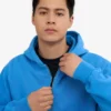 Sudadera con capucha y cremallera de corte oversize orgánica - Azul Pacífico