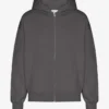 Sudadera con capucha y cremallera de corte oversize orgánica - Gris lava