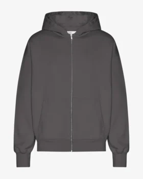 Sudadera con capucha y cremallera de corte oversize orgánica - Gris lava