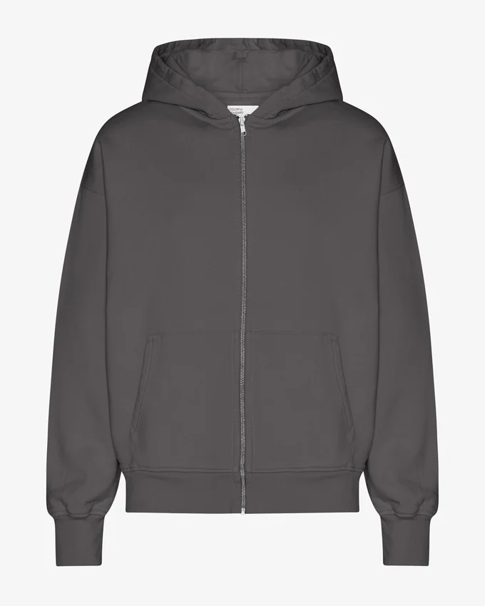 Sudadera con capucha y cremallera de corte oversize orgánica - Gris lava