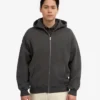 Sudadera con capucha y cremallera de corte oversize orgánica - Gris lava