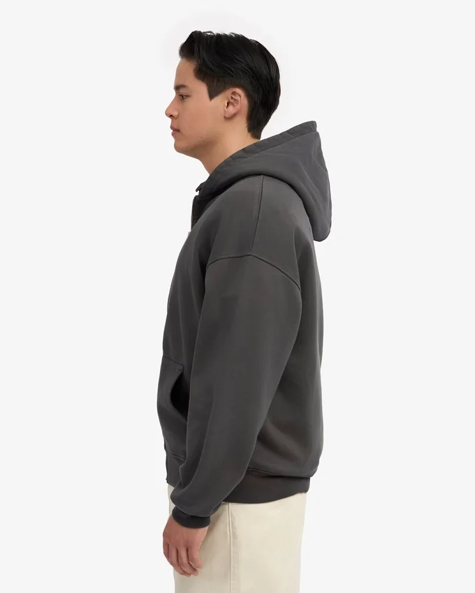 Sudadera con capucha y cremallera de corte oversize orgánica - Gris lava